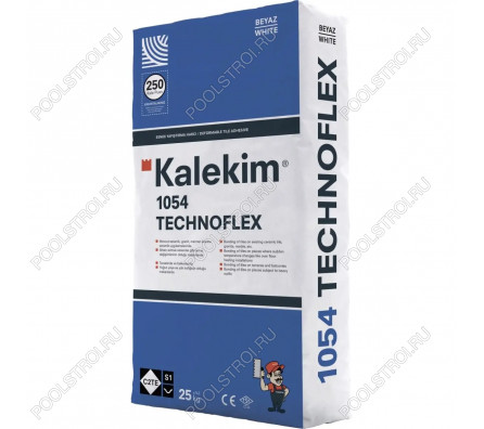 Клей для плитки высокоэластичный Kalekim Technoflex 1054 . С2ТЕ S1 (25 кг) Белый. Уценка